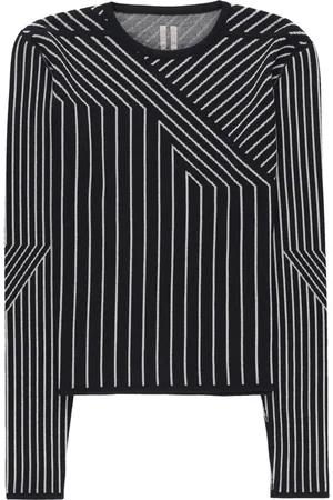 Rick Owens Geometric-pattern cropped wool sweatshirt