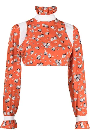BATSHEVA Floral-print cropped top