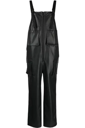 Off-Duty Debossed-logo faux-leather jumpsuit