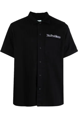 ARIES Slogan-embroidered cotton shirt