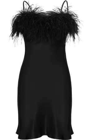 Sleeper Boheme feather-trim minidress