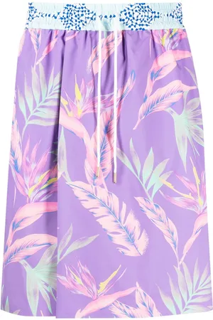 Fumito Ganryu Botanical-print drawstring shorts