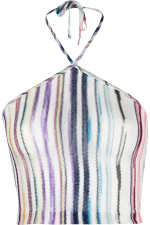 Missoni Ženy Se širokými ramínky - Stripe knit halterneck top