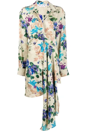 OFF-WHITE Floral-print asymmetric shirtdress