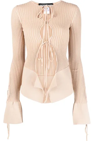 ANDREADAMO Tie-fastening long-sleeve knitted top