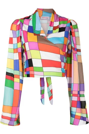 AMIR SLAMA Graphic-print spread-collar blouse