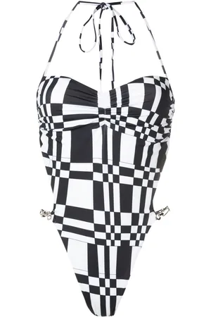 AMIR SLAMA Geometric-print open-back swimsuit