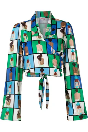 AMIR SLAMA Illustration-print wrap blouse