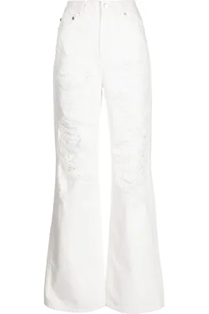 GOEN.J Ripped high-rise straight-leg jeans