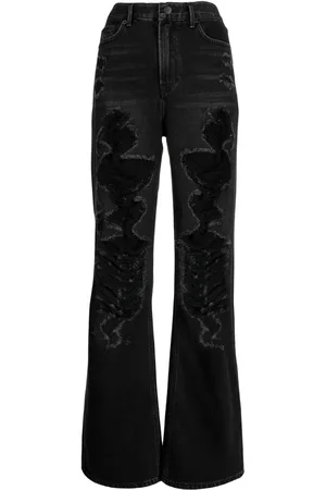 GOEN.J Ripped high-rise straight-leg jeans