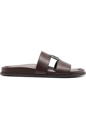 VALENTINO GARAVANI Logo-plaque calf leather sandals
