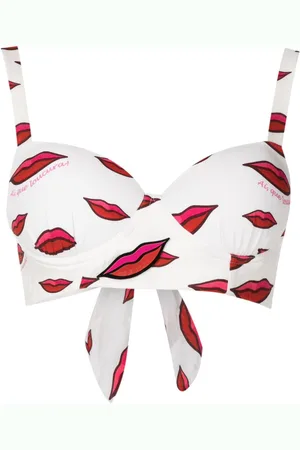 AMIR SLAMA Lip-print cropped top