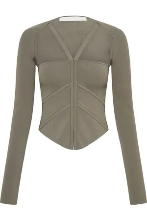 DION LEE Square-neck corset-style top