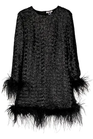Gilda & Pearl Seraphina feather-trim sequined dress