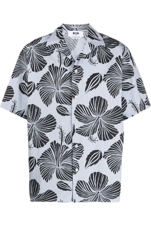 Msgm Hibiscus print abowling shirt
