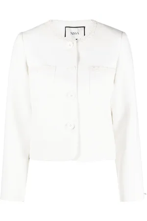NISSA Lace-detail tweed jacket