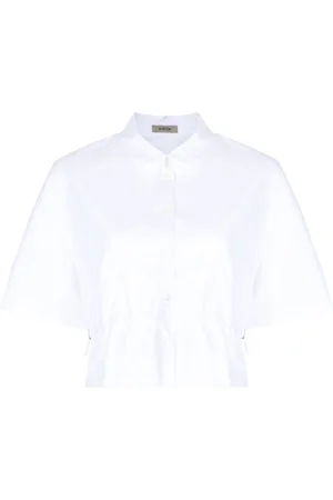 SYSTEM Drawstring short-sleeve cotton shirt