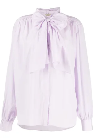 SYSTEM Semi-sheer pussy-bow blouse