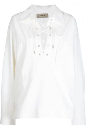 SYSTEM Lace-up detail blouse