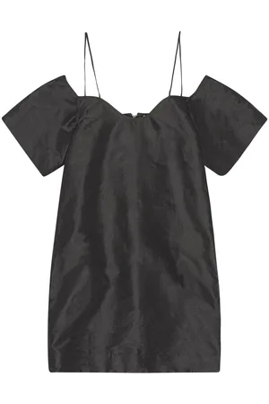 Ganni Plain cold-shoulder mini dress