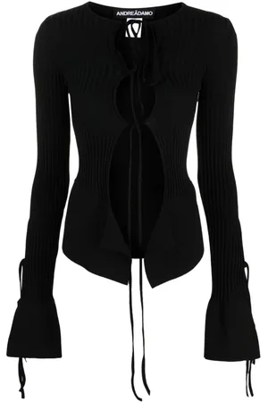 ANDREADAMO Tie-fastening long-sleeve knitted top