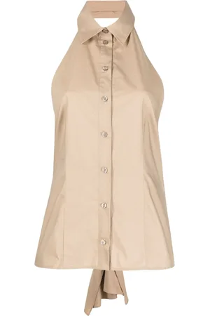 Msgm Ženy Bez zad - Open-back sleeveless cotton shirt