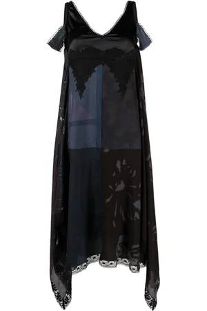 Marine Serre V-neck silk midi dress