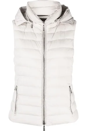 MOORER Detachable-hood padded zip-up gilet