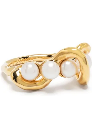 Missoma Molten pearl twisted stacking ring