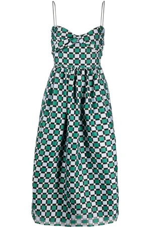 STINE GOYA Arya check pattern midi dress