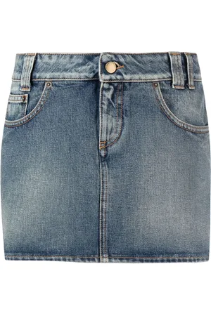 Alessandra Rich Rose-print denim miniskirt