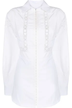Marine Serre Household linen lace-trim shirtdress