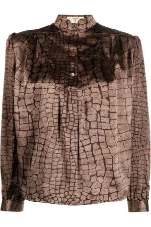 VALENTINO GARAVANI 1980s geometric-print silk blouse