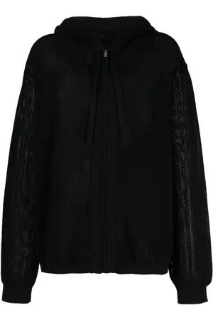 LANEUS Plain crochet-knit zip-up hoodie