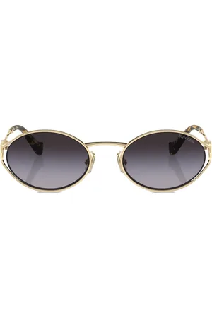 Miu Miu Logo-plaque oval-frame sunglasses