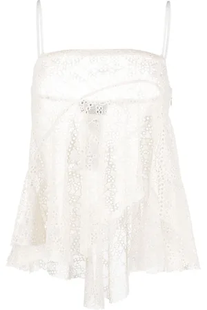 Dsquared2 Broderie-anglaise draped strapless top