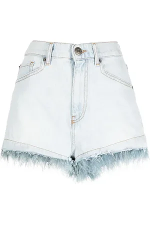 Twin-Set Feather-trim denim shorts