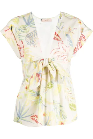Twin-Set Floral-print cap-sleeves blouse