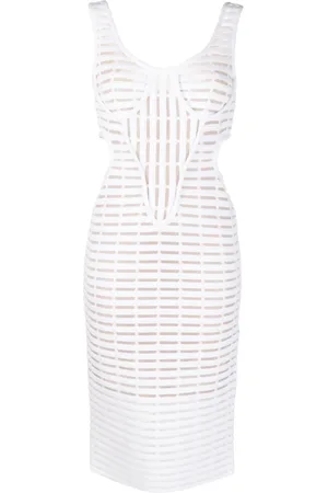 GENNY Cut-out corded midi dress