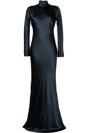 Michelle Mason Open-back long-sleeve gown dress