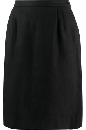 VALENTINO GARAVANI 1980s high-waisted linen pencil skirt