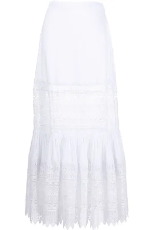 CHARO RUIZ IBIZA Violet lace-detail ruffled maxi skirt