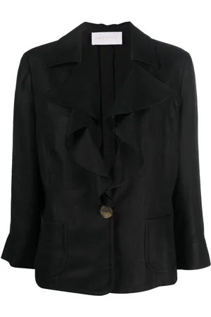 VALENTINO GARAVANI 2010 ruflle-collar single-breasted linen jacket