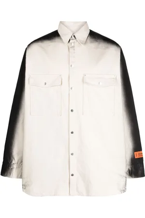 Heron Preston Faded-effect logo-patch shirt