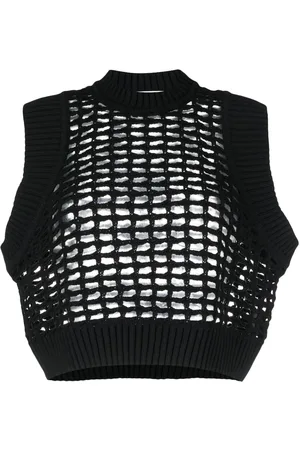 NUDE Crew-neck mesh knitted top