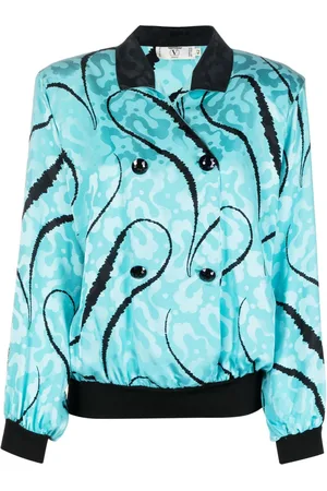 VALENTINO GARAVANI 1980s patterned-jacquard silk blouse