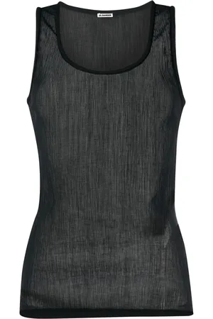 Jil Sander Semi-sheer cotton-blend tank top