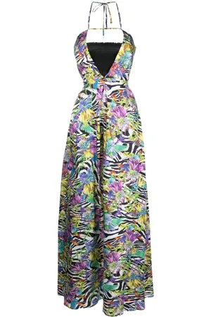Roberto Cavalli Printed halterneck maxi dress