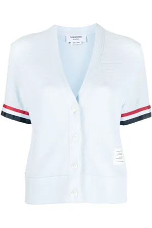 Thom Browne RWB-stripe short-sleeved cardigan