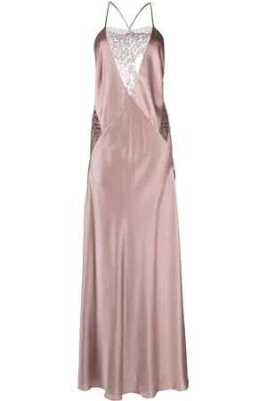 Michelle Mason Lace-inset gown long sleeveless dress